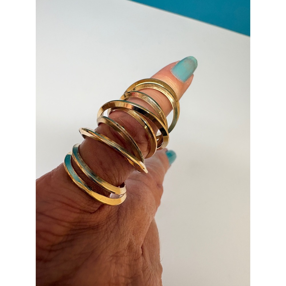 Gold Tone Spiral Multi Layer Wrap‎ Statement Ring Size 5.5 Modernist